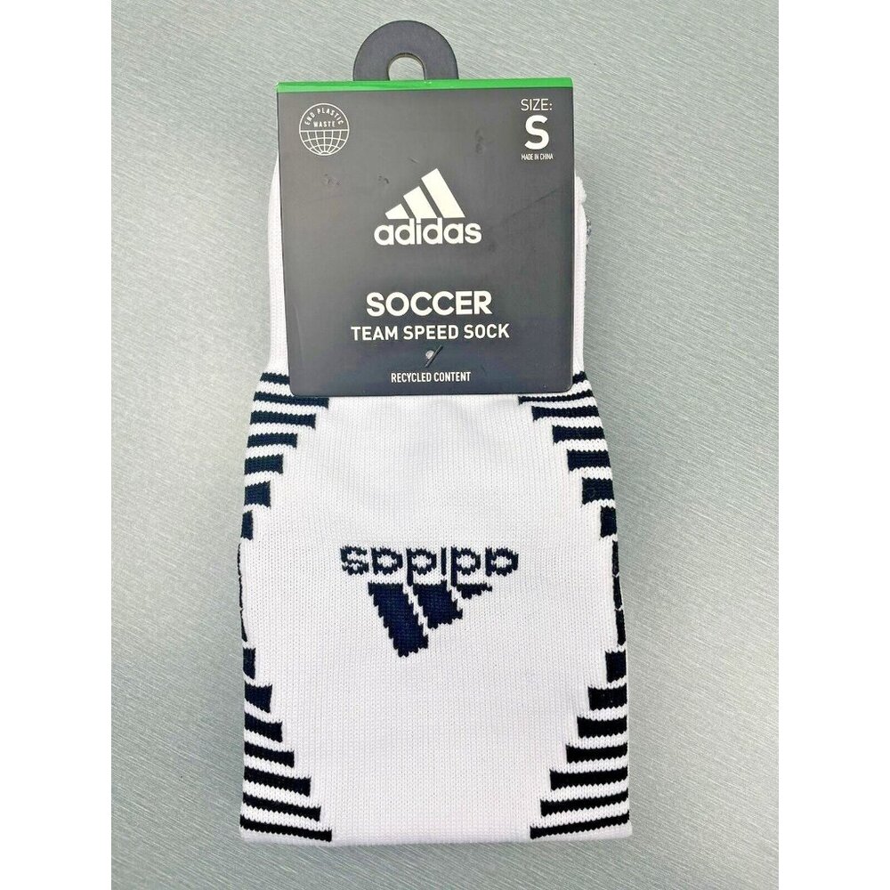 adidas Team Speed Soccer Socks White/Black Small 13C-4Y
